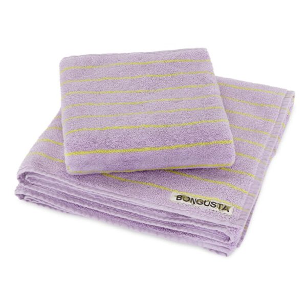 Gæstehåndklæde, lilla & gul - Bongusta