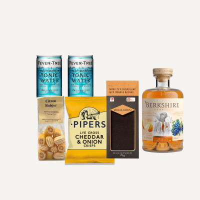 Til en drinksaften - gave med gin og snacks