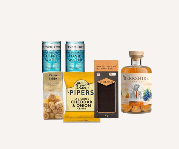Til en drinksaften - gave med gin og snacks