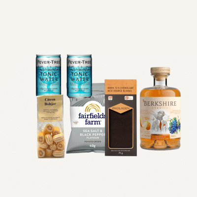 Til en drinksaften - gave med gin og snacks