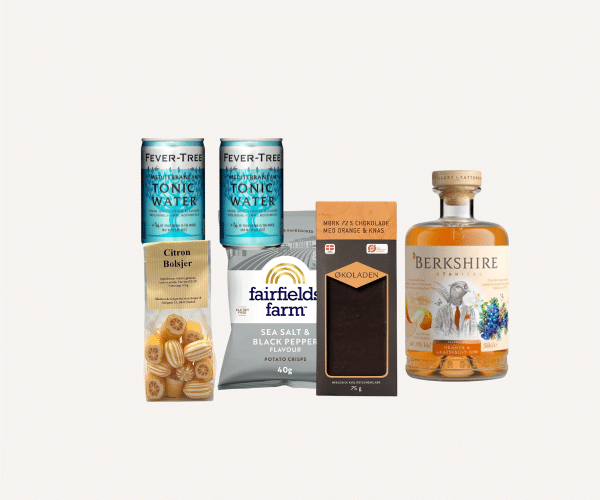 Til en drinksaften - gave med gin og snacks