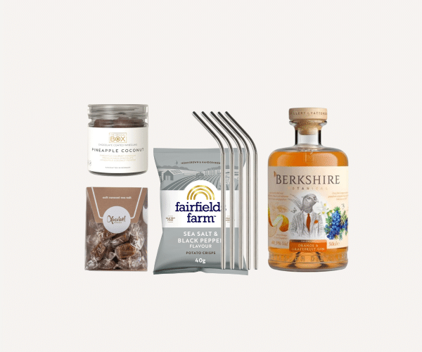 Til en drinksaften - gave med gin og snacks