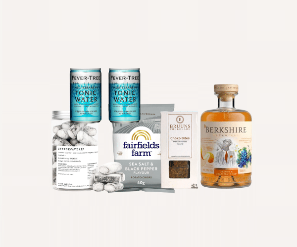 Til en drinksaften - gave med gin og snacks
