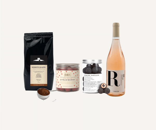 Design uden navn (16).png Gaven til et par - gave med lækkerier og vin