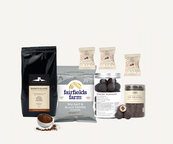 Lækkerier til en mand - gave med sødt og salt