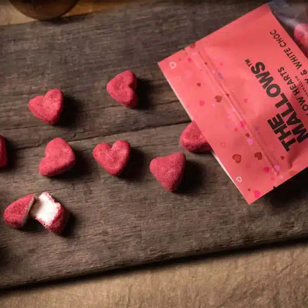 Skumfiduser med hvid chokolade & hindbær, hearts - The Mallows