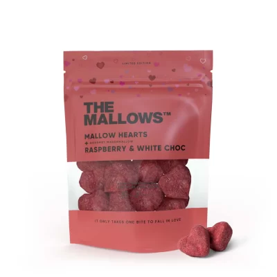 Skumfiduser med hvid chokolade & hindbær, hearts - The Mallows
