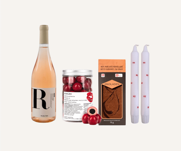 Tillykke til dig - gave med sødt, salt og lys Tillykke til dig - gave med sødt, salt og lys