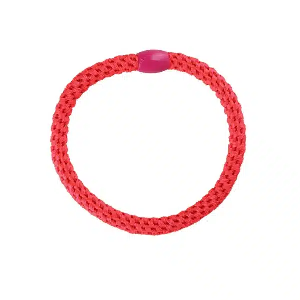 Flettet hårelastik, tynd - neon pink - By Stær