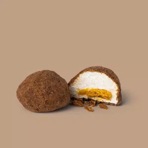1 stk. flowpack, karamel fyldte skumfiduser, double karamel chokolade - The Mallows