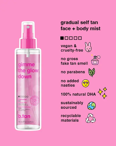 b.tan gimme the glow down ansigtsmist 190ml