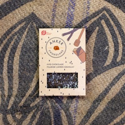 Hvid chokolade m. lakrids, økologisk - Anker chokolade 
