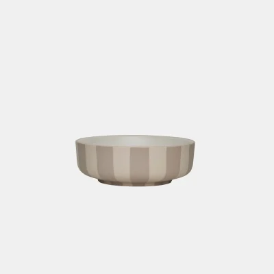 Stribet skål, taupe - OYOY