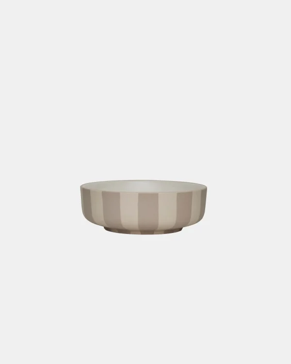 Stribet skål, taupe - OYOY