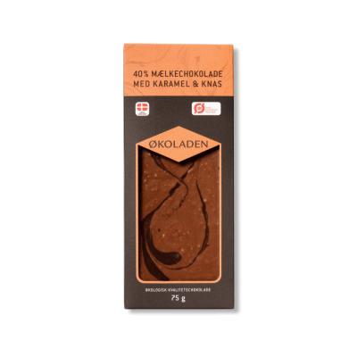 40% Mælkechokolade med Karamel & Knas - Økoladen