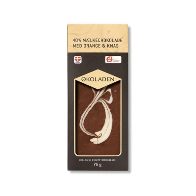 40% Mælkechokolade Med Orange & Knas - Økoladen