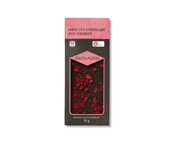 Mørk 72% Chokolade Med Hindbær - Økoladen