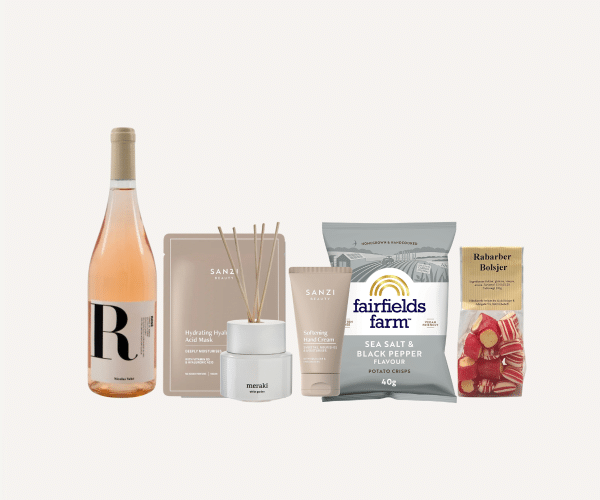 Design uden navn (15) Skål på livet - gave med Róse, snacks og selvforkælelse